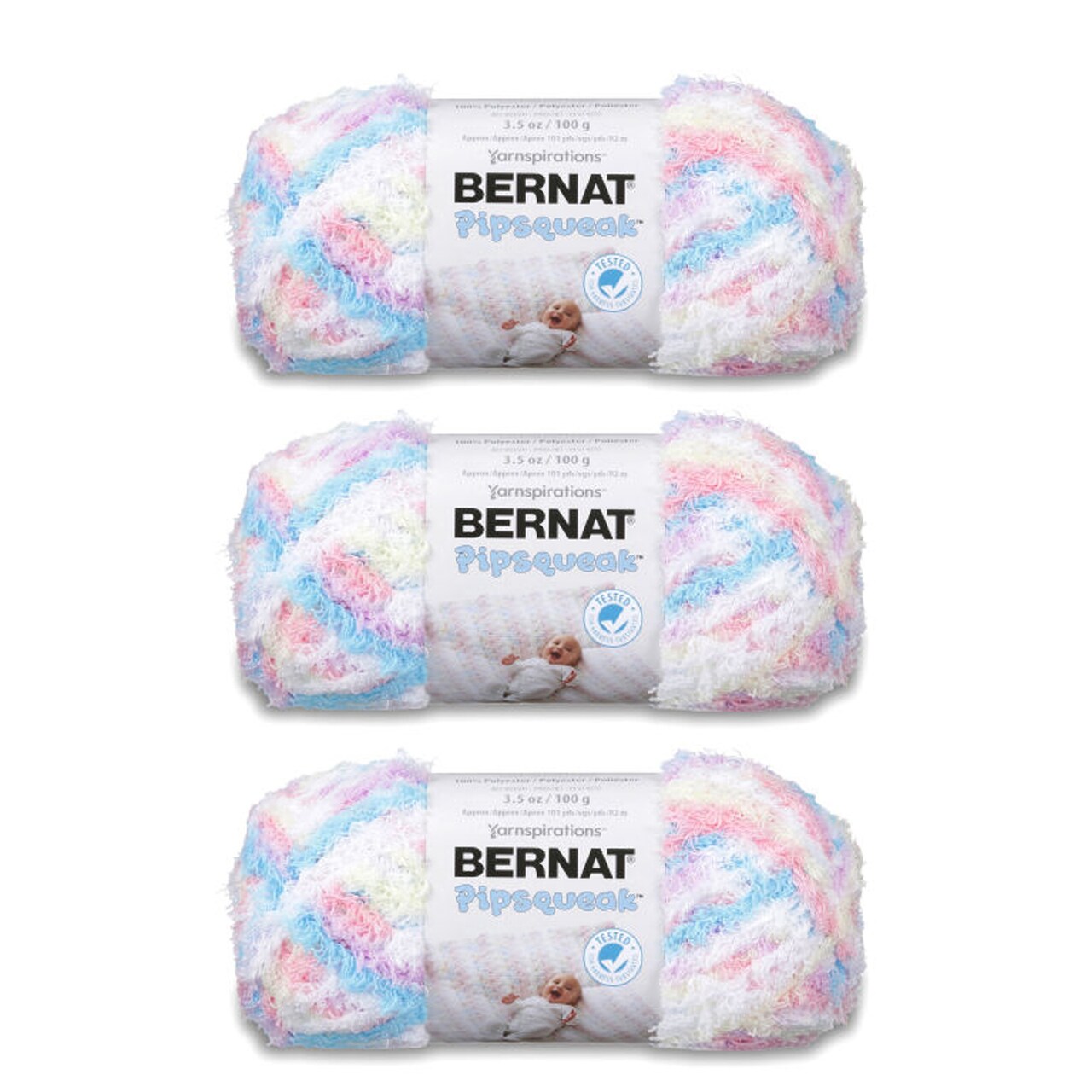 Bernat Pipsqueak Sittin Pretty Yarn - 3 Pack of 100g/3.5oz - Polyester - 5 Bulky - 101 Yards - Knitting/Crochet